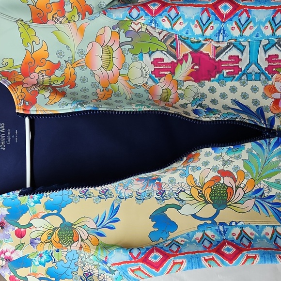 Johnny Was Dreamer One Piece Neoprene Swimsuit Floral Birds Sz XL Womens - Picture 7 of 8